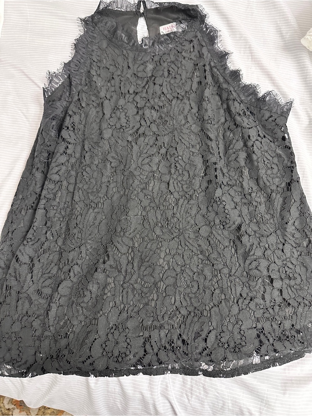 Black Floral Lace Halter Tank Top by HLAS